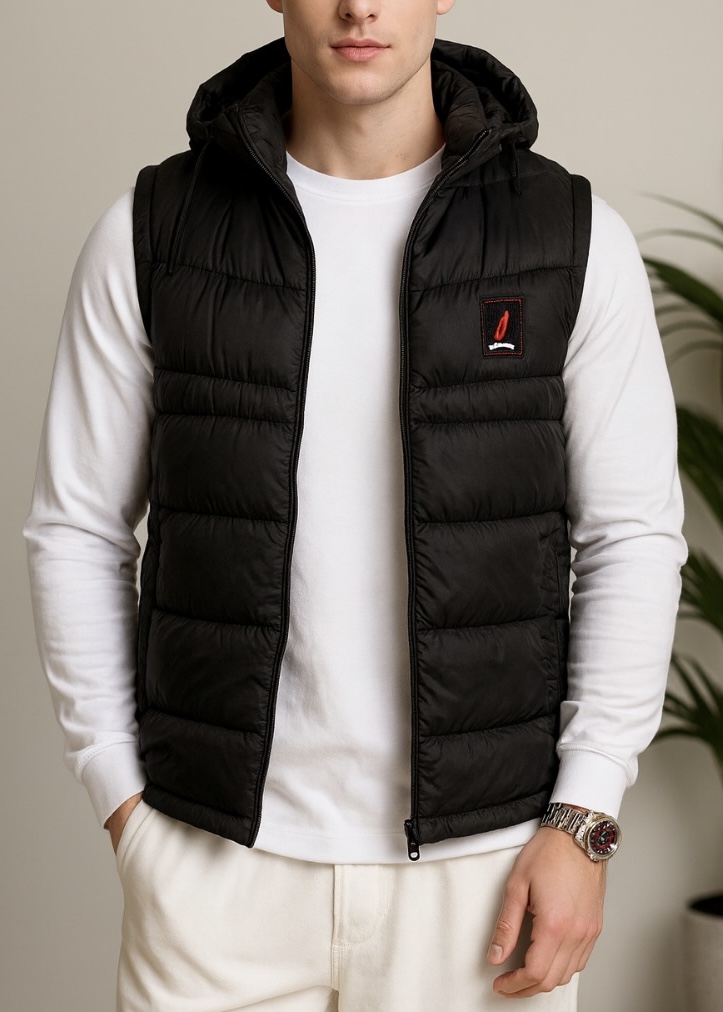 Men’s Black Insulated Sleeveless Puffer Jacket