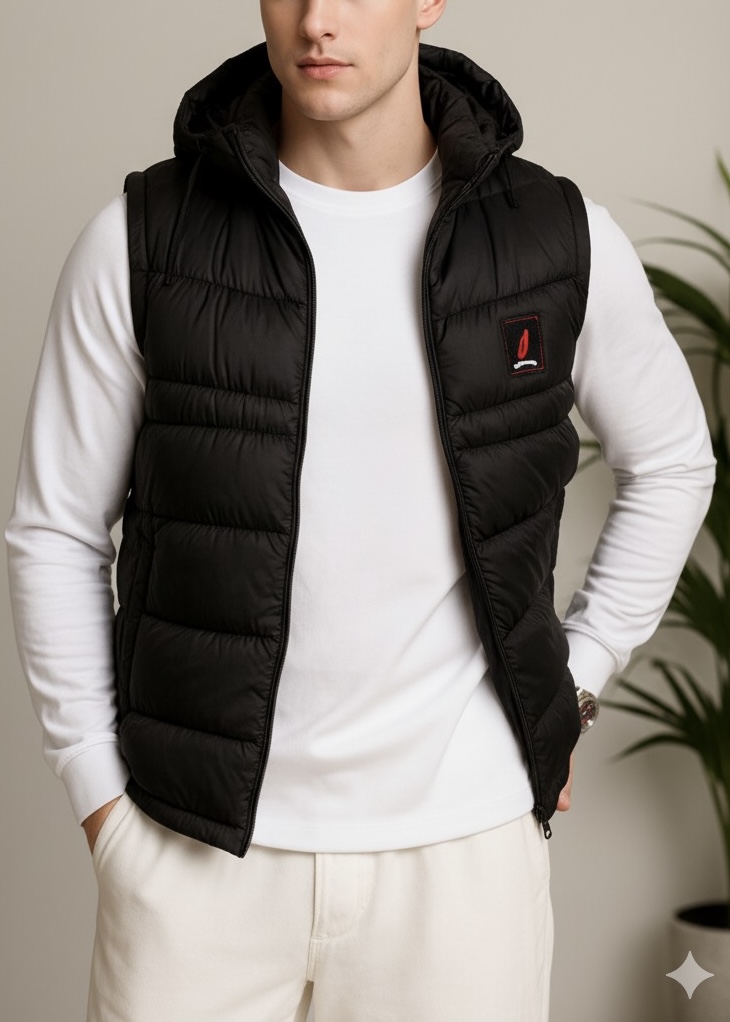 Men’s Black Insulated Sleeveless Puffer Jacket