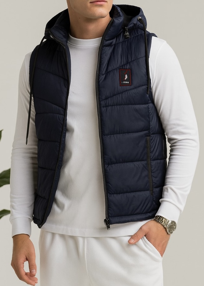 Men’s Navy Blue Insulated Sleeveless Puffer Jacket