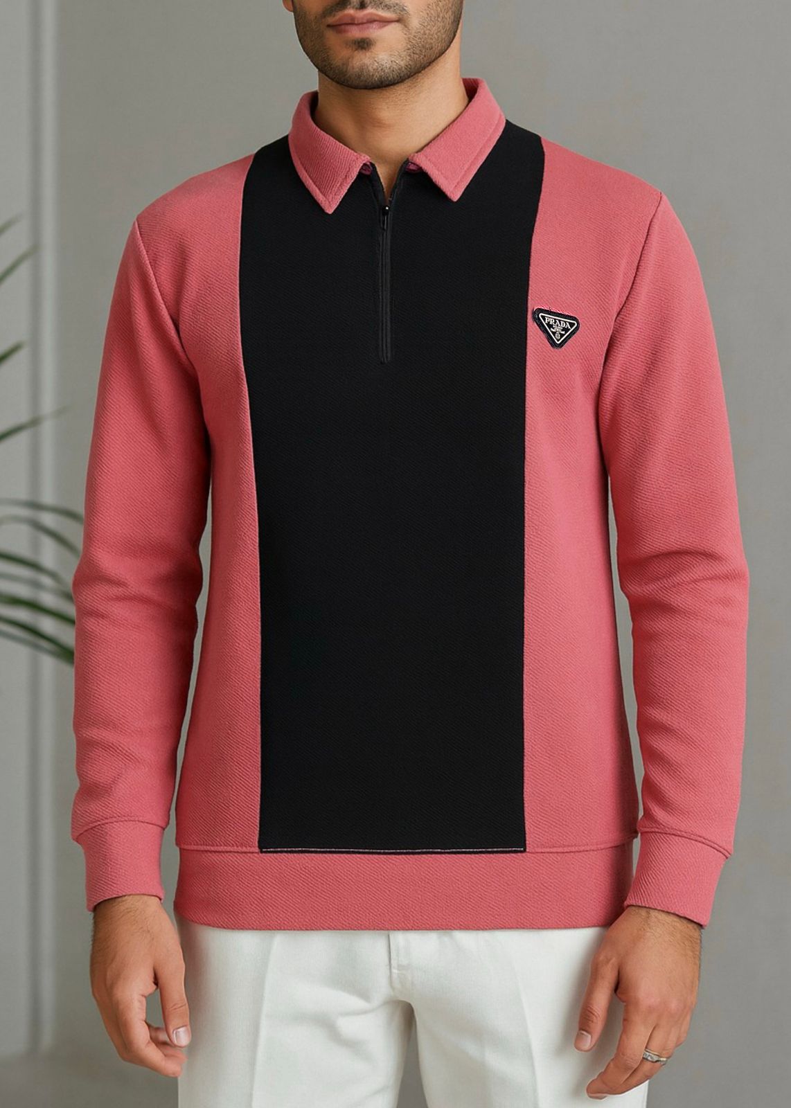 Colorblock Zip-Neck Polo