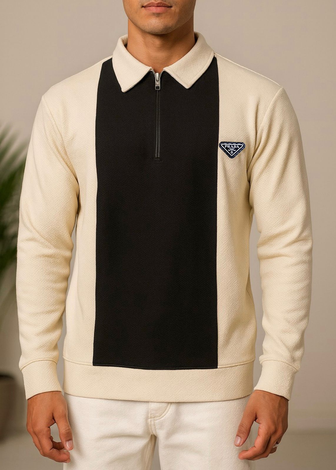 Colorblock Zip-Neck Polo