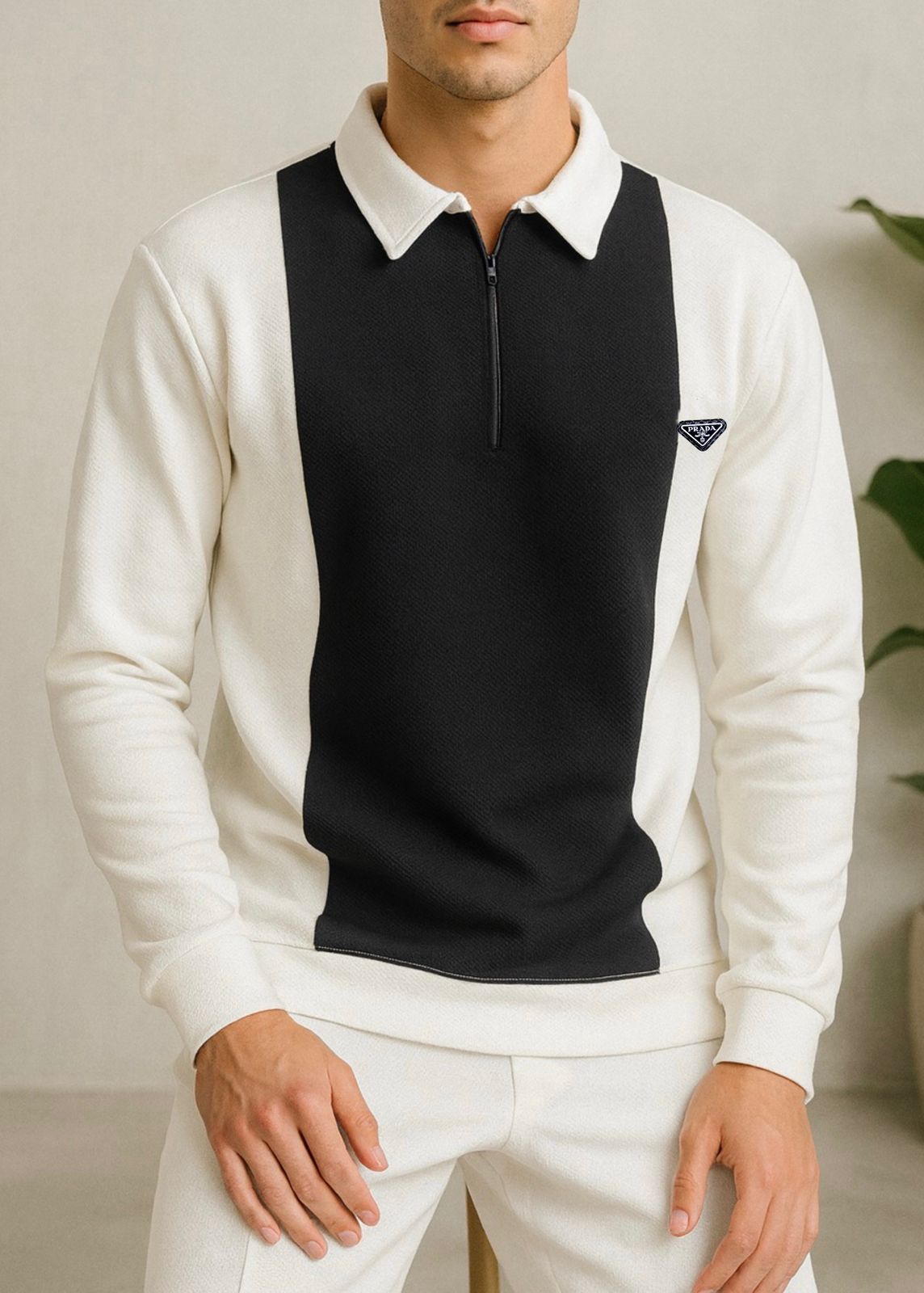 Colorblock Zip-Neck Polo