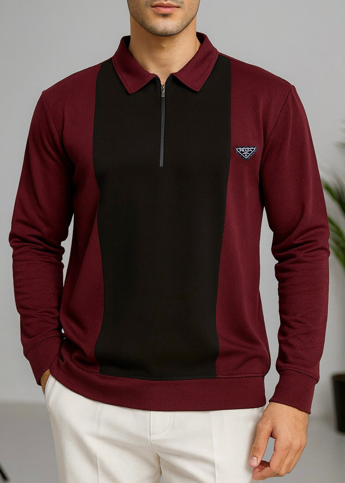 Colorblock Zip-Neck Polo