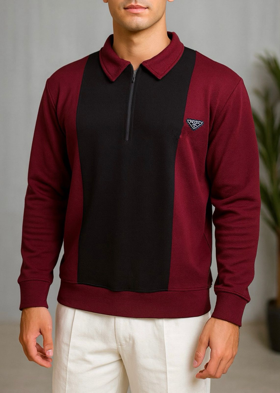 Colorblock Zip-Neck Polo