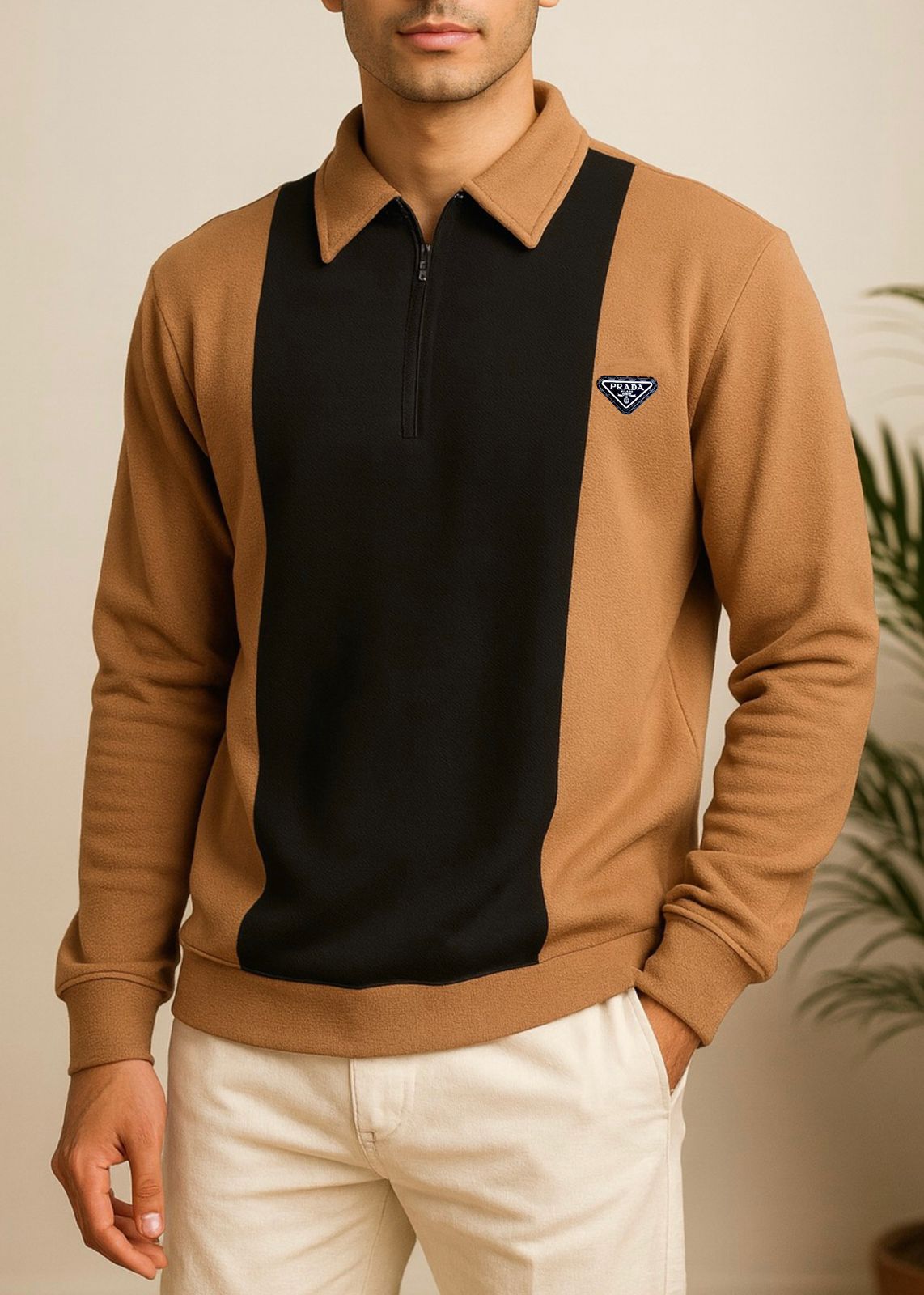 Colorblock Zip-Neck Polo