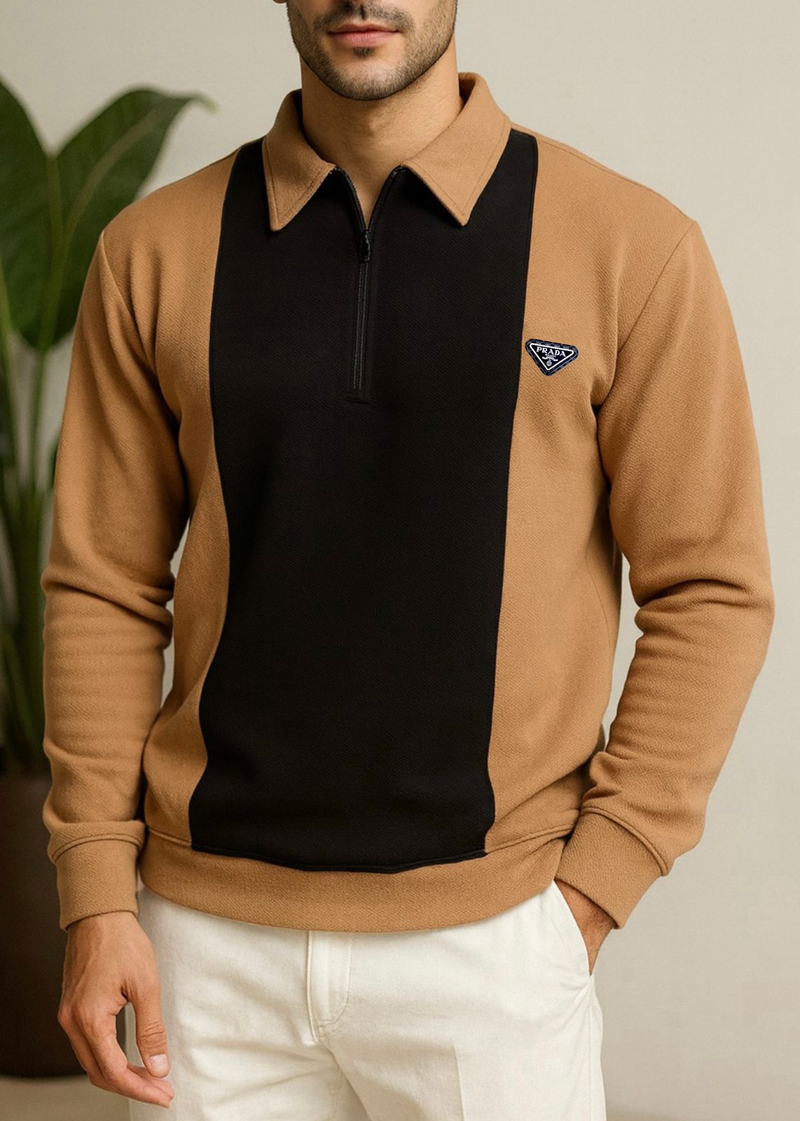Colorblock Zip-Neck Polo