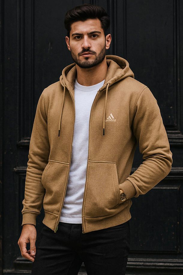 0.03 COMFORTABLE CLASSIC FLEECE HOODIE-Tan